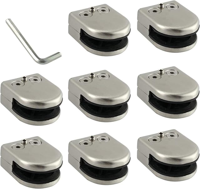 Glasklemme, 8 Stück, 6–8 mm, Edelstahl 304, Glasklemmen-Halterung, flache Rückseite, Chrom-Finish für Balustrade - Ahlsen