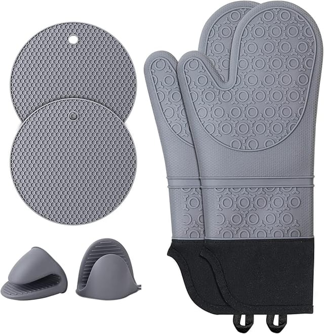 Shining House - Ofenhandschuhe, Topflappen, Kochhandschuhe, Silikon: hitzebeständig bis 230 °c – 2 Ofenhandschuhe