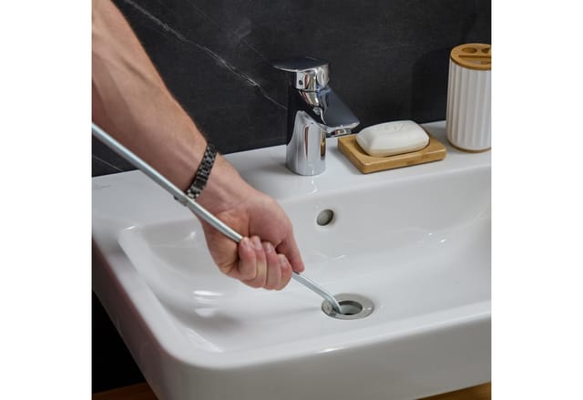 Rohrreinigungsspirale 15 m lang, für Waschbecken, wc, Dusche, Badewanne, Abflussspirale, aus Stahl, silber - Relaxdays