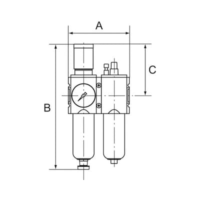 Wartungseinheit 2-tlg. »FUTURA-mini«, Metallbe., Stand.mano., g 1/4, 0,1-4, ha - Riegler