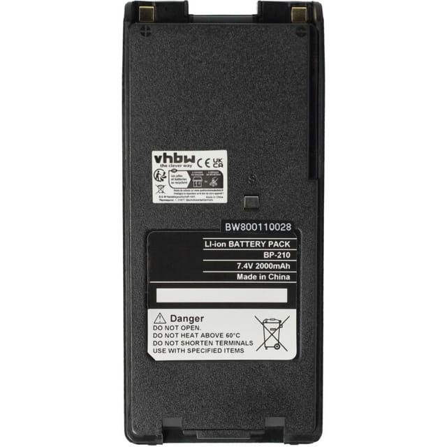 Vhbw - 1x Akku Ersatz für Icom BP-222N, BP-222, BP-211N, BP-211 für Funkgerät, Walkie Talkie (2000 mAh, 7,4 v, Li-Ion) + Gürtelclip