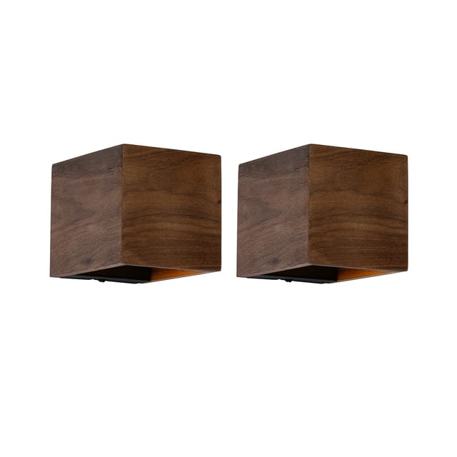 Set aus 2 Smart Wandleuchten Nussbaumholz Inkl. Wifi G9 - Transfer