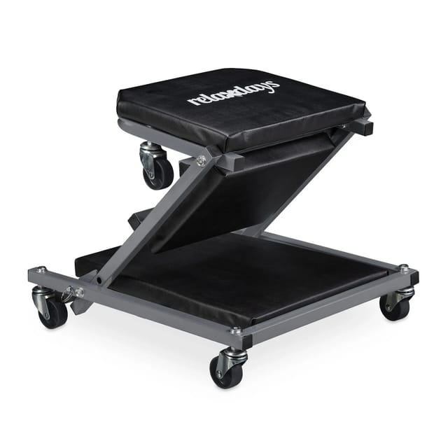 Rollbrett Werkstatt, 150 kg, 2in1 Rollsitz & Werkstattliege, klappbar, 360° drehbar, Auto, Stahl, schwarz/grau - Relaxdays