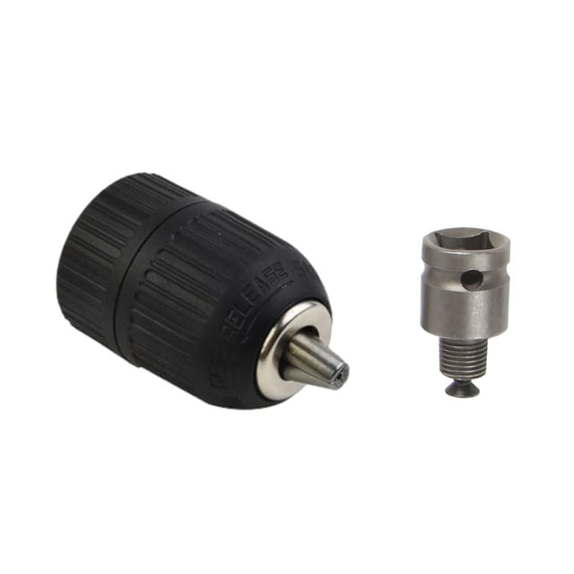 Trade-shop - Schnellspann Profi Bohrfutter + 1/2' Vierkant-Adapter Stecknuss für Bohrmaschinen Bohrschrauber, 1/2' x 20 unf Gewinde, Spannbereich