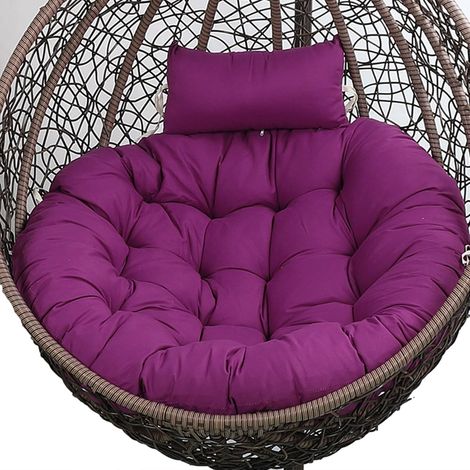 Eiförmiges Hängesesselkissen Mit Kopfstütze Und Verdecktem Reißverschluss, Waschbares Ersatzkissen Für Gartenhängematten, 105 Cm Durchmesser, Lila