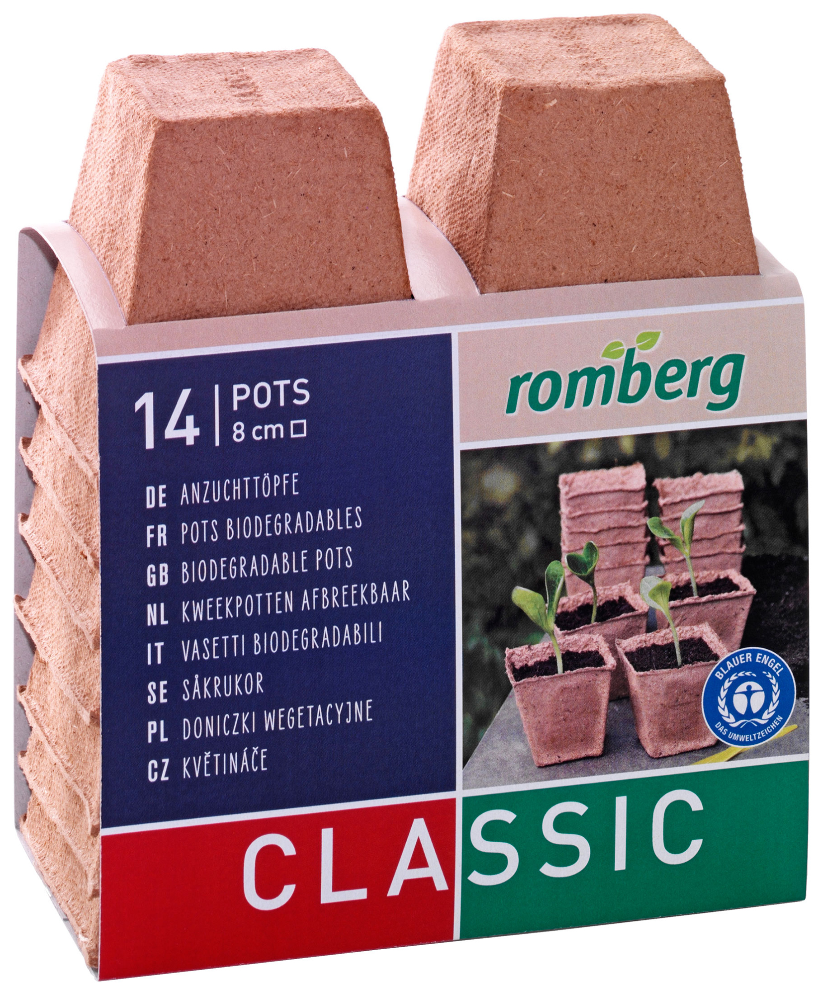 Romberg Classic Anzuchttöpfe 8 Cm Quadratisch - 14er Pack