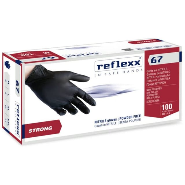 R67 Nitrilhandschuhe ohne Puder, 100 % latexfrei, 5,5 g, Kat.3, 100 Stück, m - Reflexx