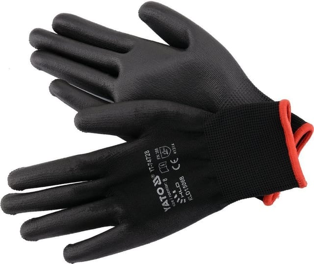 Schwarze Nylon-Arbeitshandschuhe 8 YT-74728 Yato