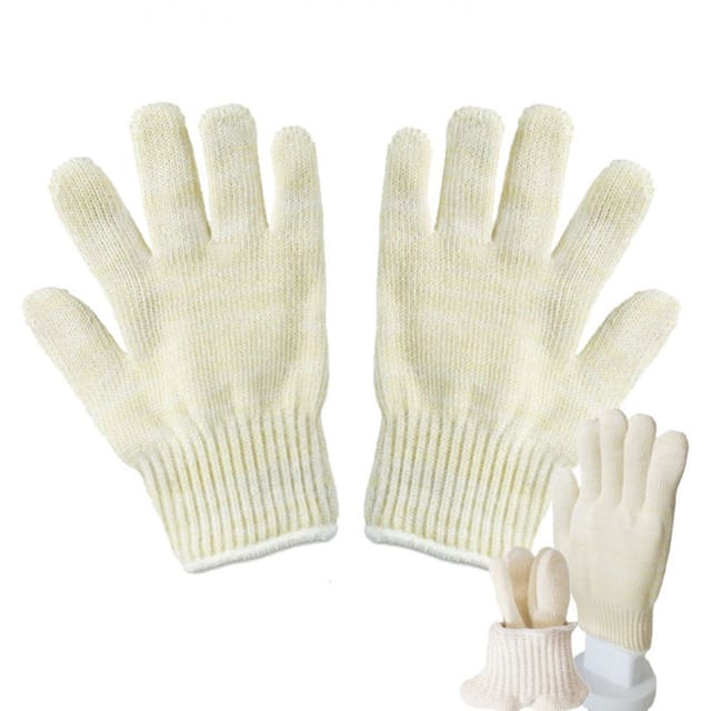 CHOYCLIT Hitzebeständige Handschuhe, Hitzebeständige Fäustlinge, Ofen, Kamin, Hitzebeständig bis 300 °C, Universalgröße, Beige (2 Stück)