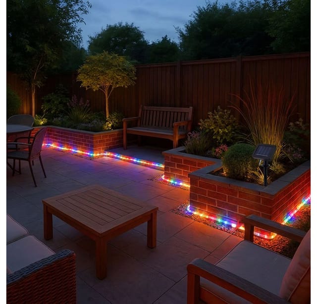 Led Solar Lichtschlauch für Außen mit rgb Beleuchtung, Länge 4,9 Meter