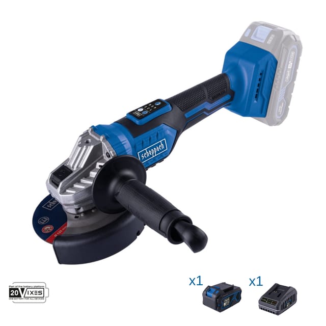 Scheppach - Winkelschleifer 20V Akku 4.0Ah und Ladegerat ixes bc-ag125-x