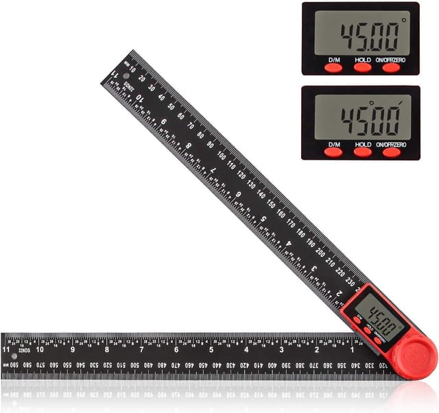 Ersandy - 300 mm digitales Winkelmesser-Lineal, 2-in-1 digitaler Winkelmesser mit LCD-Display und Sperrfunktion für Holzarbeiten, Zuhause, Handwerker