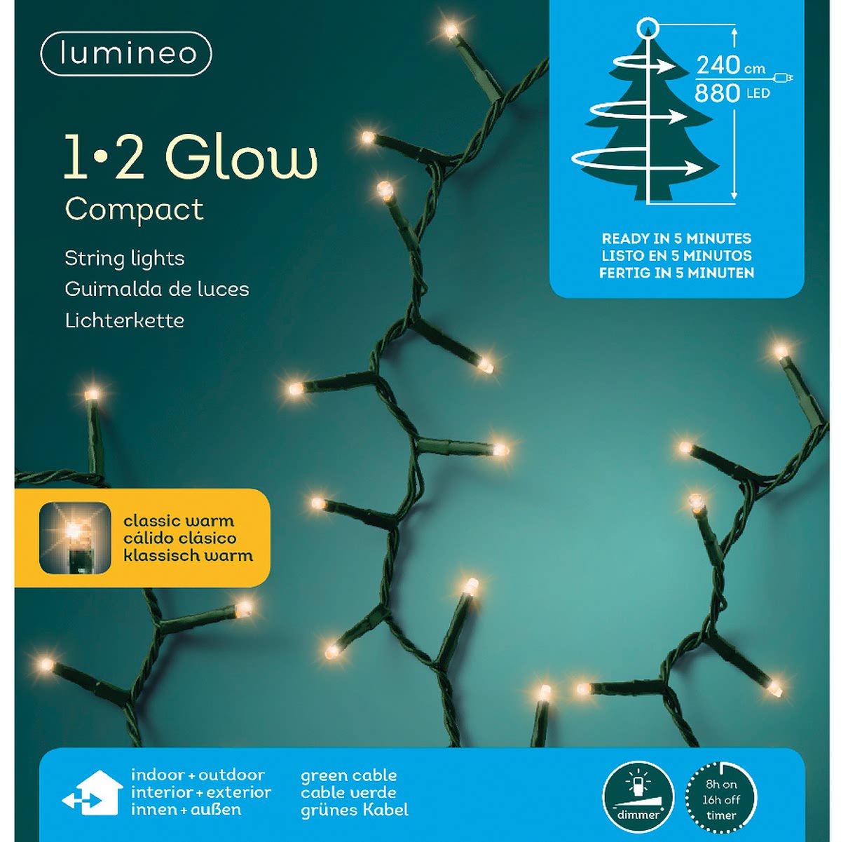 Led Lichterkette 1-2-glow Compact 240 Cm - 880 Lichter Klassich Warm - Lumineo
