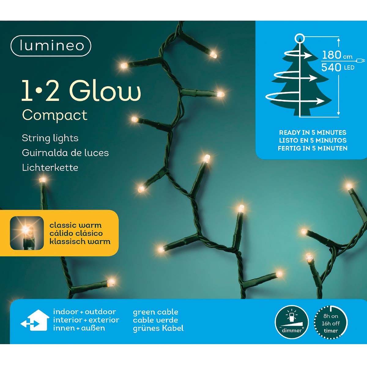 Lumineo Led Lichterkette 1•2 Glow Compact 180 Cm 540 Lichter Klassisch Warm