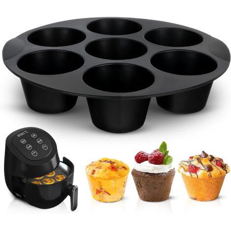 7-teilige Schwarze Silikon-heißluftfritteusenform