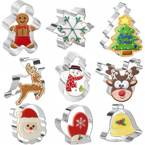 Set Mit 9 Silbernen Edelstahl-weihnachtsplätzchenausstechern