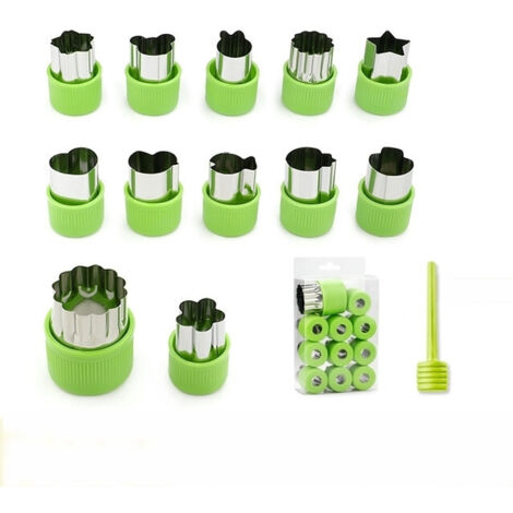 Set Mit 12 Mini-gemüse-ausstechformen, Edelstahl, Grün