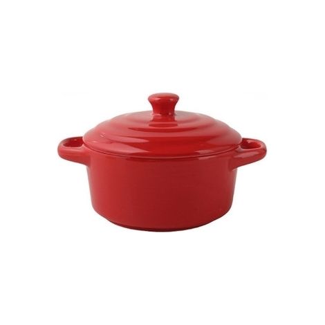 Kleine Rote Keramik-auflaufform Mit Griffen