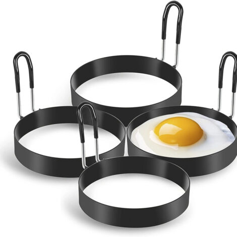 Set Mit 4 Schwarzen Eierkochringen Aus Kohlenstoffstahl