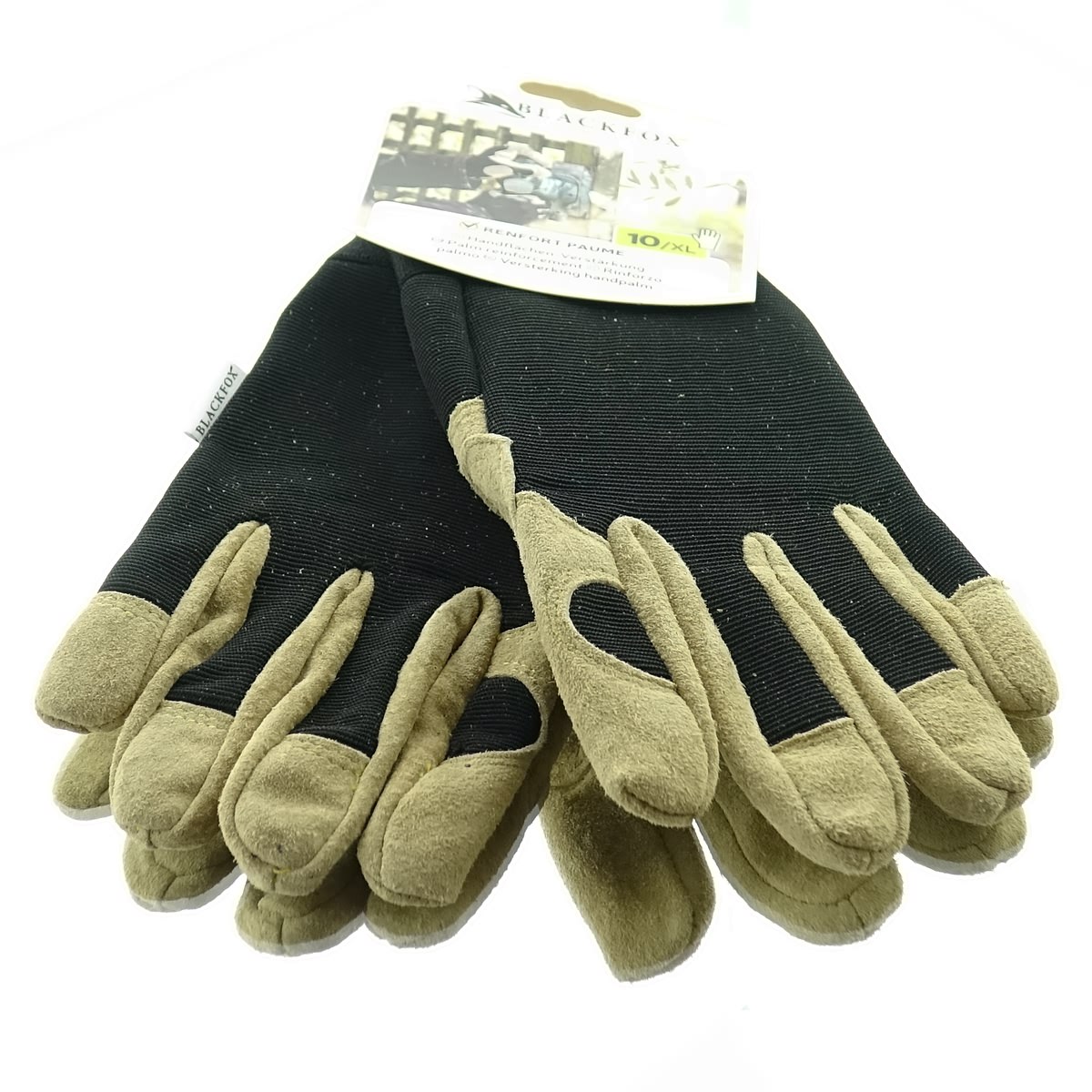 Blackfox® Garten - Handschuhe Handflächen-verstärkung Schwarz & Braun Größe 10/xl