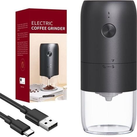 Elektrische Kaffeemühle Mit Keramikmahlwerk, Tragbare, Wiederaufladbare Propellermühle Für Kaffeebohnen Mit Einstellbarem Mahlgrad, Schwarz