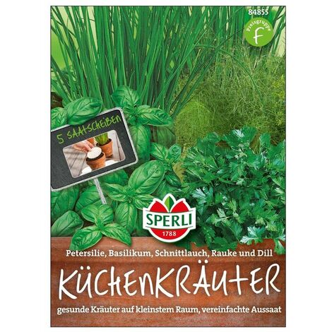 Sperli's Küchenkräuter Saatscheiben, Petersilie, Dill, Basilikum, Schnittlauch, Rauke