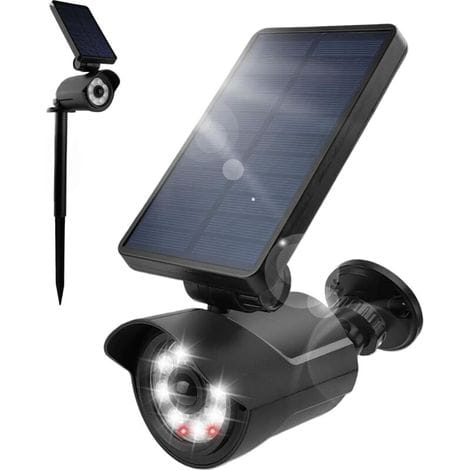 Solarbetriebene Außenleuchte Mit Bewegungsmelder, Attrappe Einer Kamera, 6 M Reichweite, Pir-bewegungsmelder, Ip66 Wasserdicht
