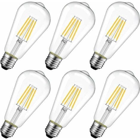 4w Edison Led-filamentlampe E27 St64 (entspricht 40w Dekorativen Glühlampen), 470lm Warmweiß 2700k, Vintage-retro-lampe, Nicht Dimmbar, 6er-pack [energieklasse A++]