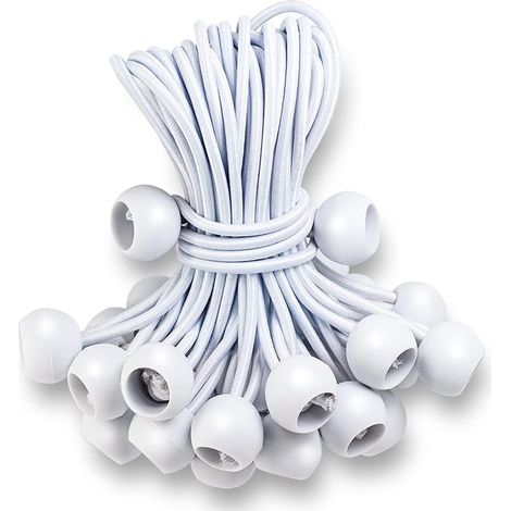 100 Stück Gummiseil Mit Kugel, 15 Cm/6 Zoll Planenspanner, Elastisches Seil Mit Kugel Für Zelte, Planen, Poster, Camping (weiß)