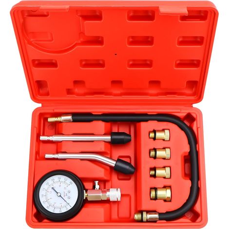 Benzin-kompressionsprüfer, Motor-kompressionsprüfer, Benzin-kompressionsprüfer Mit 4 Adaptern M10 M12 M14 M18 Für Auto Und Motorrad, 0-20 Bar Und 0-300 Psi (rot)