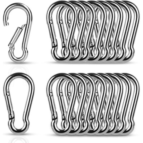 Packung Mit 24 M4-karabinern Aus Edelstahl, M4-federkarabiner Aus Edelstahl, Verschlüsse Für Rucksäcke, Schlüssel, Schaukeln, Angeln
