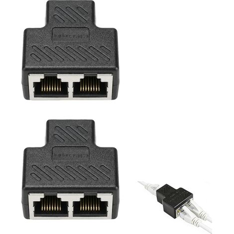 Rj45-kupplung (2 Stück), Rj45-splitter-ethernet-anschlüsse (1 Auf 2 Doppelbuchsen) – Lan-adapterkabelverlängerung – Stabile Und Störungsfreie Übertragung