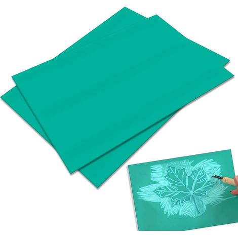 Set Mit 2 Linolschnittplatten, Flexible Gummi-linolschnittplatten Zum Gravieren, A4-format, Linoleumgravur Für Gummistempel, Bastel- Und Druckprojekte, 21 X 30 Cm (grün)