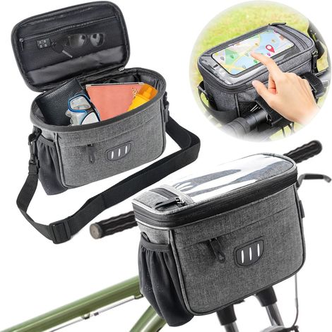 5-liter-fahrradlenkertasche, Frontkorb, Multifunktionale Fahrradlenkertasche, Wasserdicht, Touchscreen-frontpanel Mit Reflektierenden Mustern Für Rennräder, Mountainbikes Und E-bikes