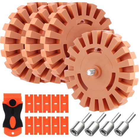 Set Mit 4 Filmentfernern Inklusive Adapter, 100-mm-radierscheibe Aus Gummi, Radierscheibe Aus Gummi Zum Entfernen Von Aufklebern Oder Für Die Autowäsche