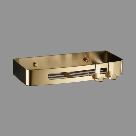 Wandmontiertes Duschregal In Gebürstetem Gold – 1-stöckiger Badezimmer-aufbewahrungskorb (1 Stück)