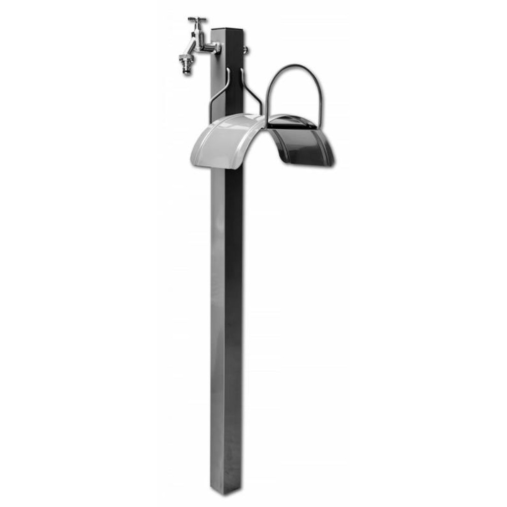 Wasserhahn 1/2" Wasserzapfstelle Aus Stahl Mit Schlauchhalter Wasserzapfsäule Bradas 1530