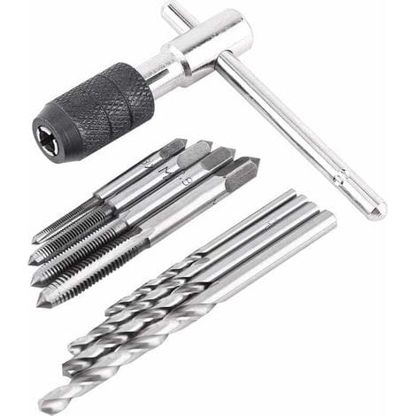 9-teiliges Gewindebohrer-set (m3x0,5/m4x0,7/m5x0,8/m6x1,0), T-schlüssel, Spiralbohrer, Gewindeschneidwerkzeuge