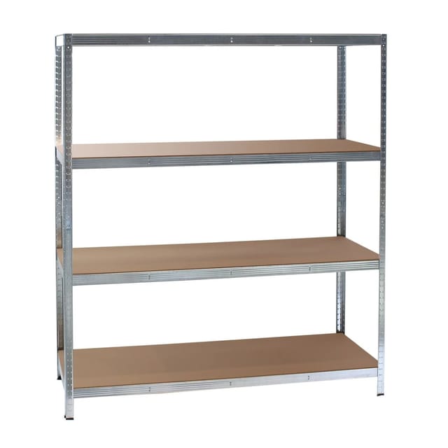 Schwerlastregal 160x60x180cm, 175kg/Ablage, Steckregal verzinkt aus Stahl, Lastenregal mit 4 Ablagen, Werkstattregal - Wiltec