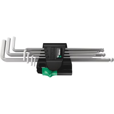 950 PKL/7B sm Magnet Winkelschlüsselsatz, metrisch, gestellverchromt - Wera
