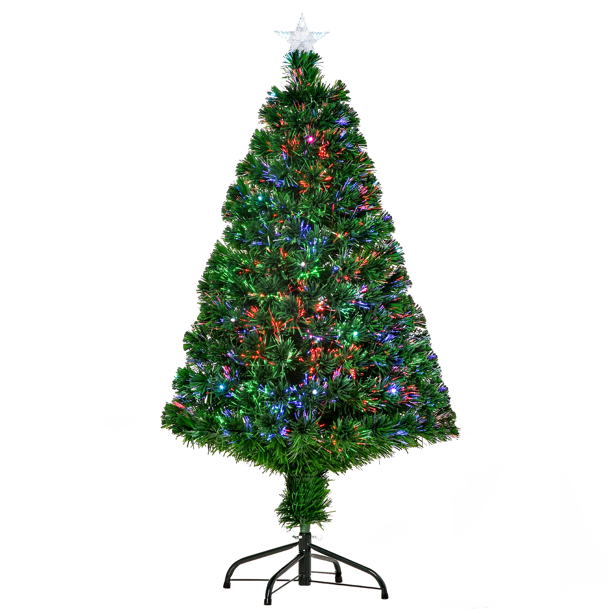 120 Cm Großer Glasfaser-weihnachtsbaum, Künstlicher Baum Mit 16 Led-lichtern In 3 Farben Und Pvc-zweigen