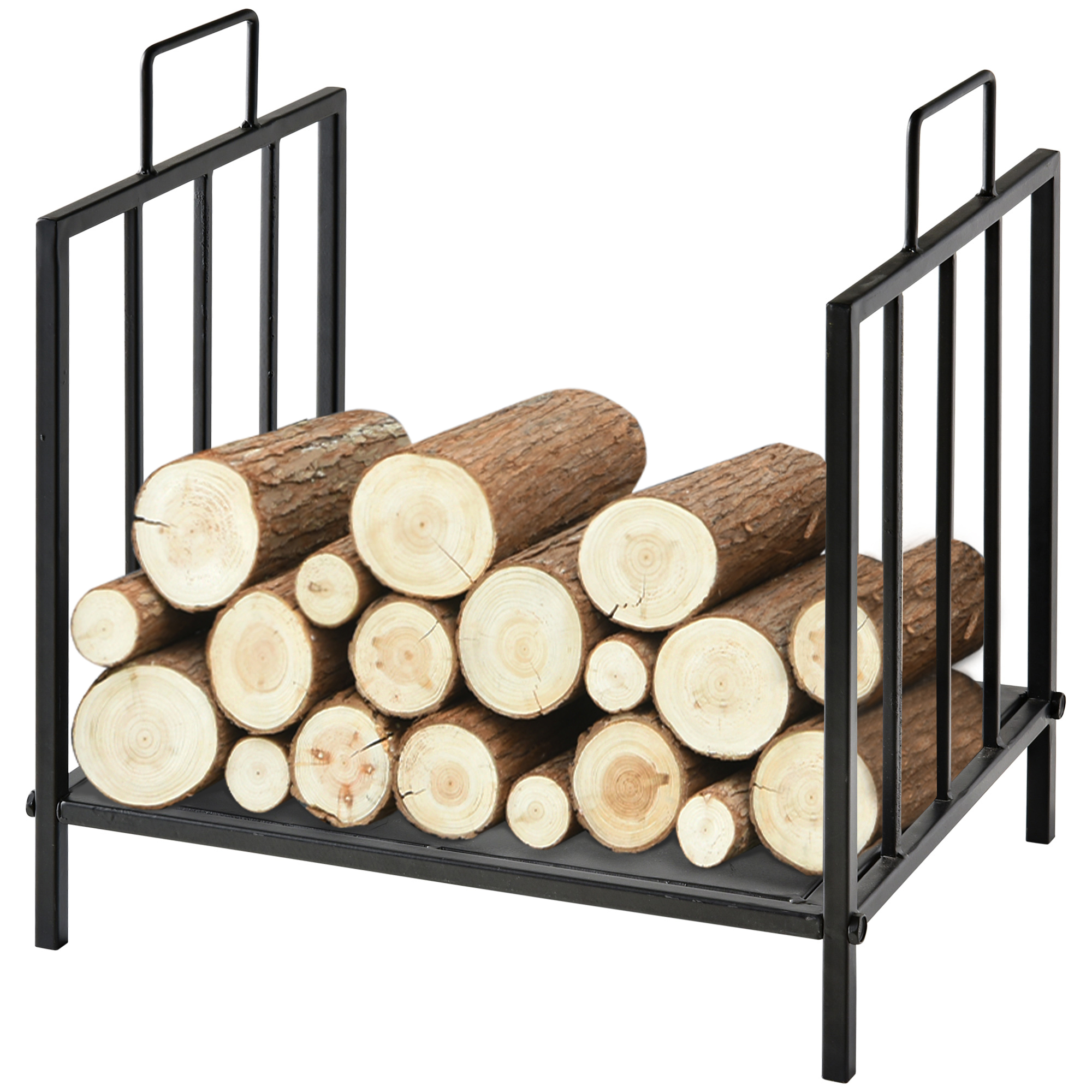Schwarzer Holzständer Aus Metall, 44 X 33 X 46 Cm, Kaminholzablage, Max. Belastung 15 Kg