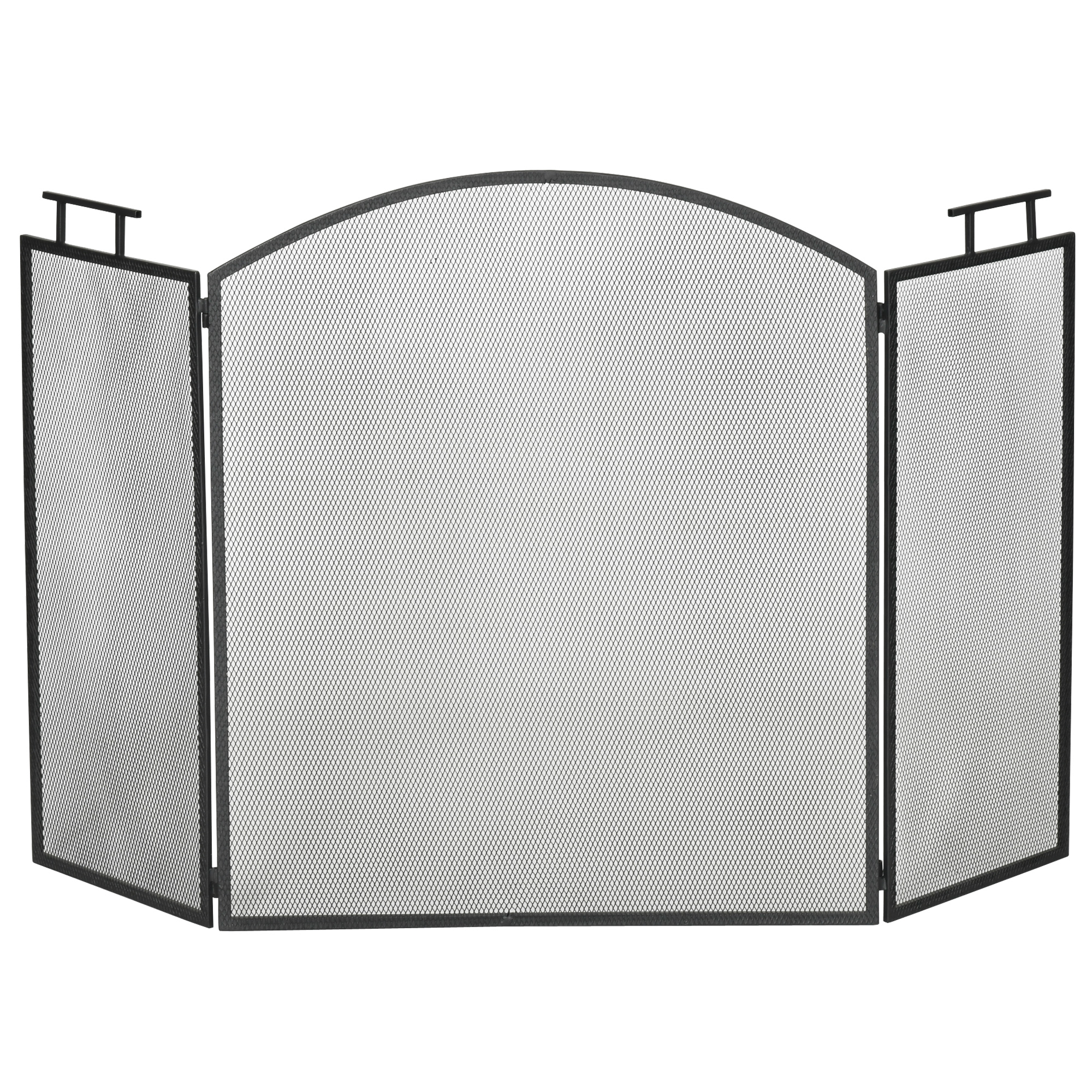 Funkenschutzgitter Für Kamin Oder Ofen, 3-teilig, Faltbar, 110 X 24 X 76,5 Cm, Schwarzer Stahl