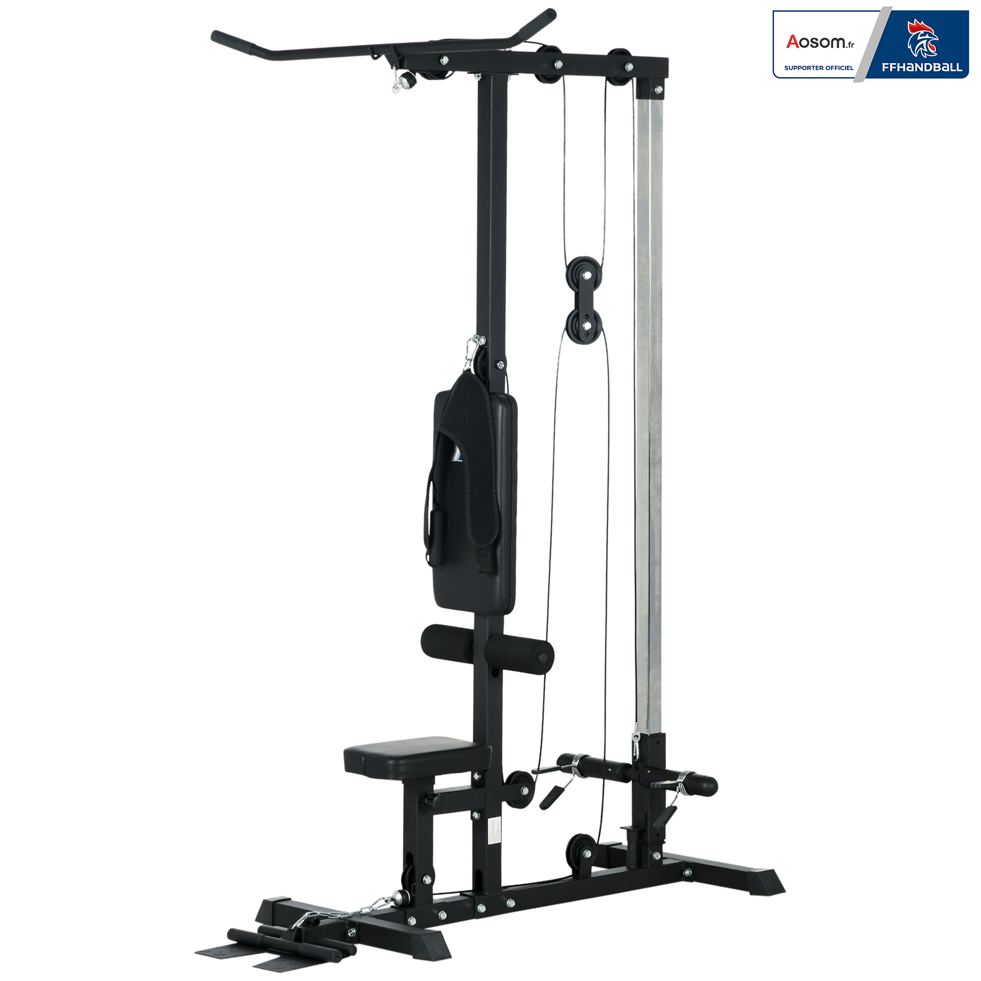 Aosom X Ffhandball Krafttrainingsstation – Seilzug, Brustzug, Hantelbank