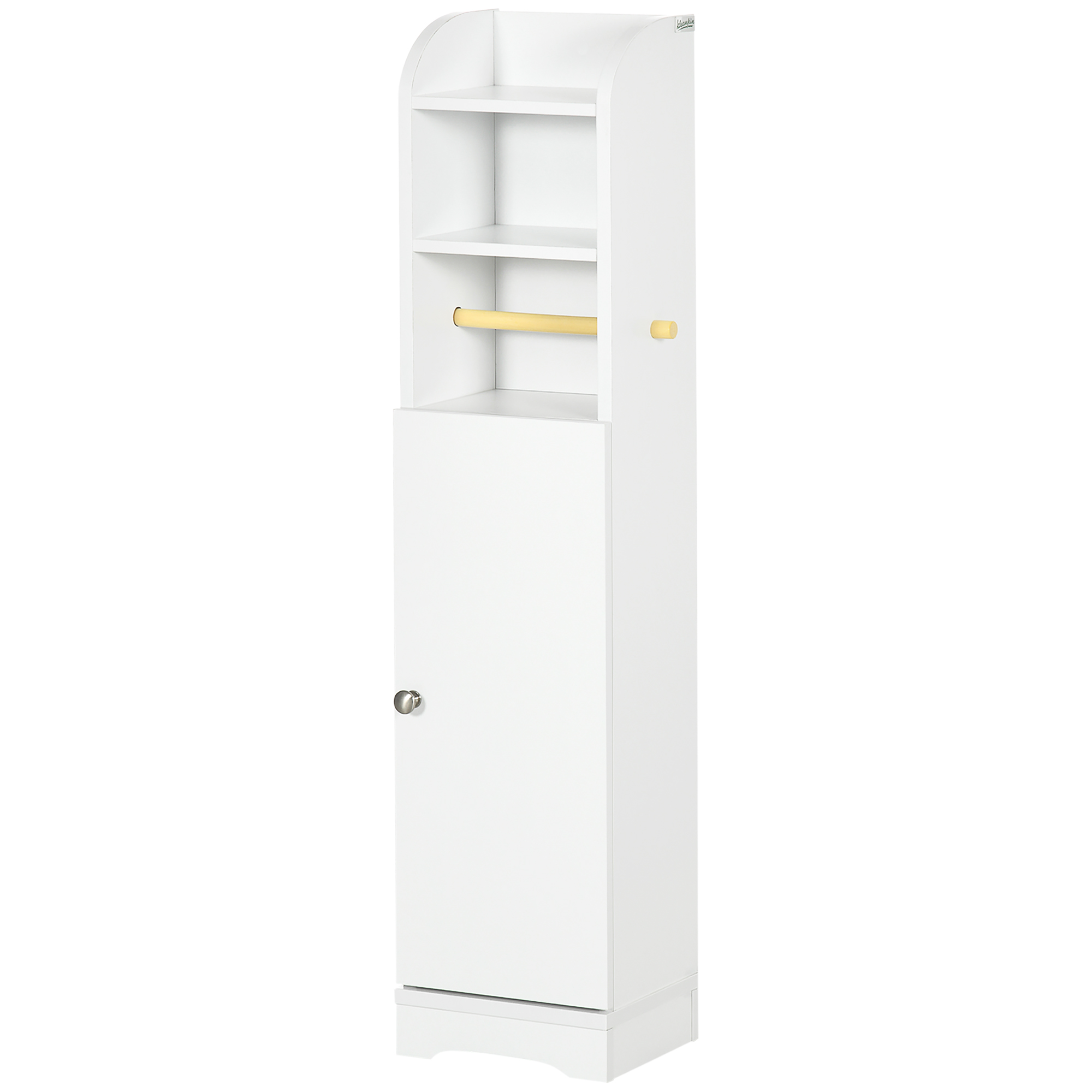 Weißer Badezimmer-waschtisch 23x18x100 Cm, Offenes Regal Mit 2 Fächern, 1 Schrank