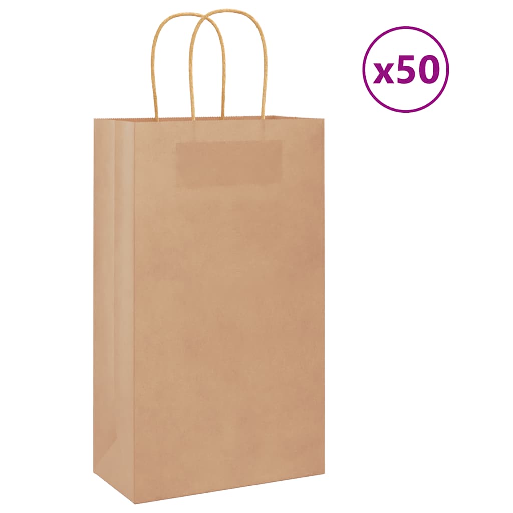 Papiertragetaschen 50 Stk. Mit Henkeln Braun 21x11x36 Cm