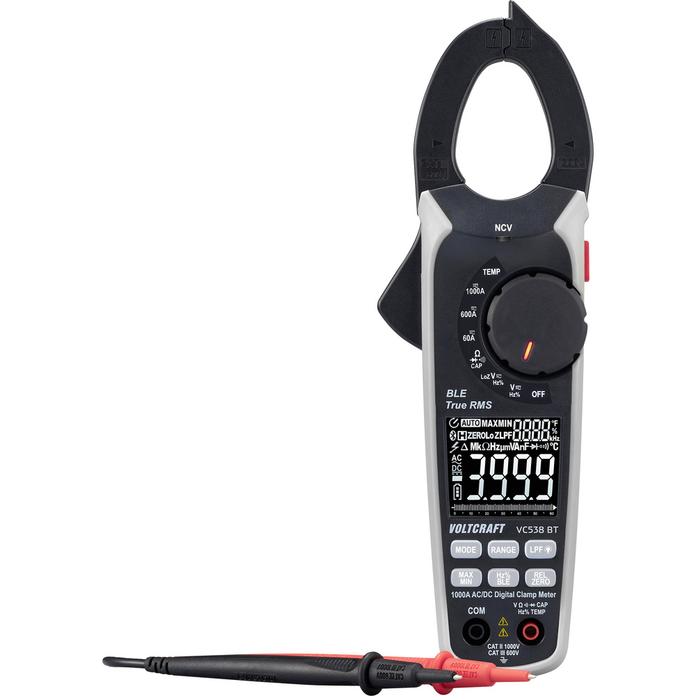 Voltcraft Vc538 Bt Stromzange Trms Cat Iii 600 V, Cat Ii 1000 V, 1000 A, Ac, Dc, Datenlogger, Blue