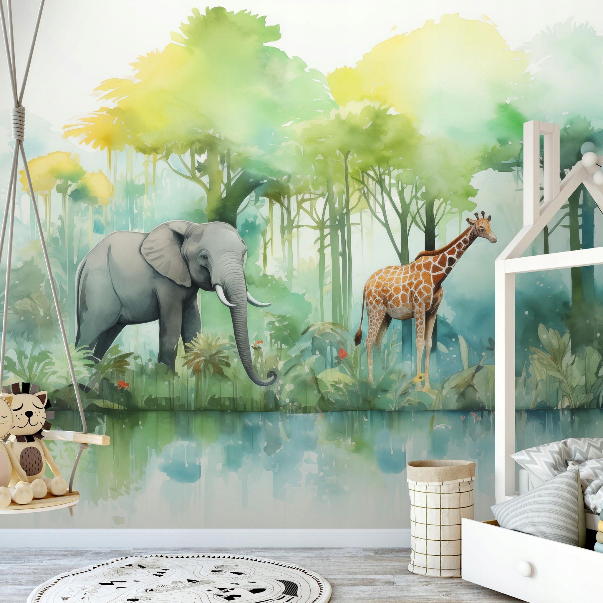 Fototapete Wald Tiere Dschungel Safari, Für Kinderzimmer, 200 X 140 Cm – Komplettset Inkl. Kleister & Anleitung