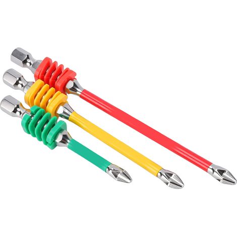 Set Mit 3 Ph2-schraubendreherbits Mit Federmechanismus, 1/4-zoll-sechskantschaft, Magnetischem Anti-rutsch-griff Für Manuelle/elektrische Schrauben