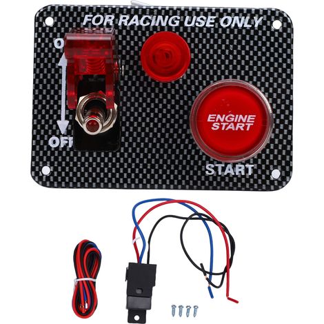 Universelles Zündschalterpanel Für Rennwagen, Effizienter 12v 40a Motorstartknopf Für Lkw Und Wohnmobil, Carbonfaser-optik